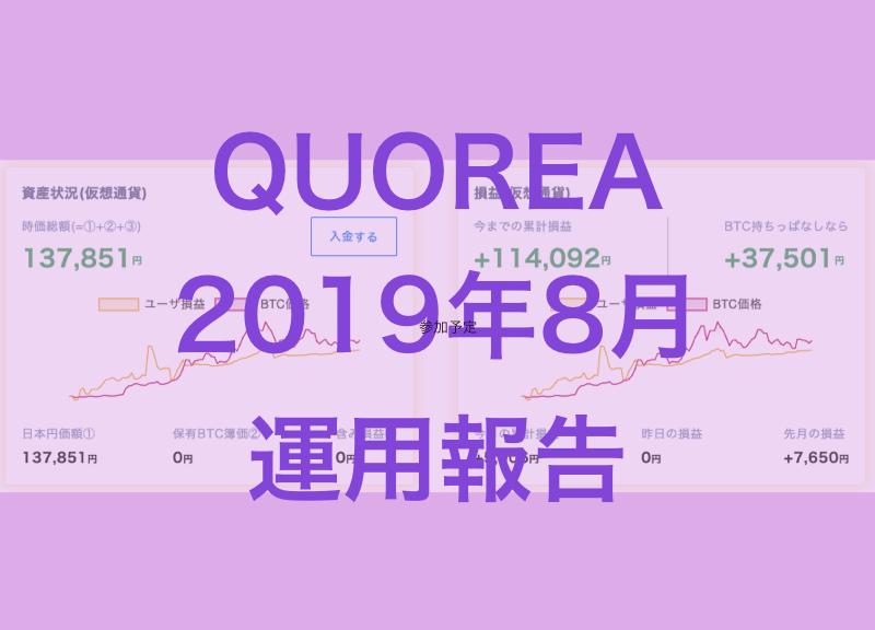 QUOREA:2019年8月終了時取引レポート
